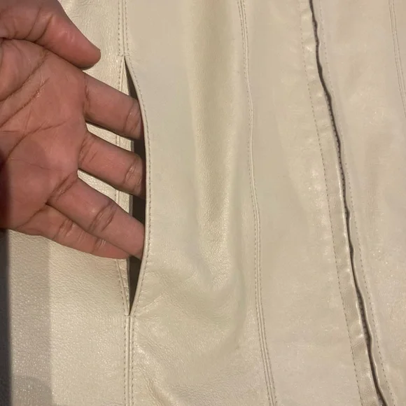 Cream Leather Jacket - Picture 12 of 12